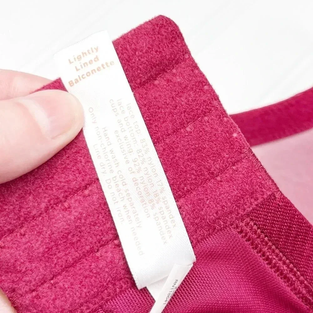 Cacique - Lane Bryant Wine & Pink Lace Lightly Lined Balconette Bra Size 42DDD